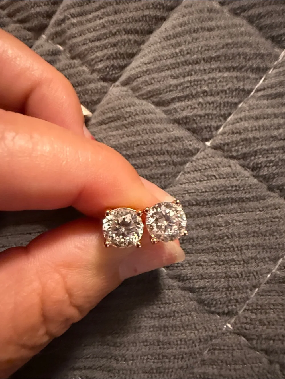 Simulated Diamond Stud Earrings in Rose Gold